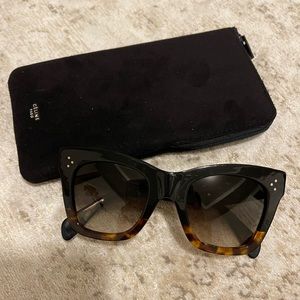 CELINE Women's Cat Eye Sunglasses, 56Mm Shiny Black/Smoke